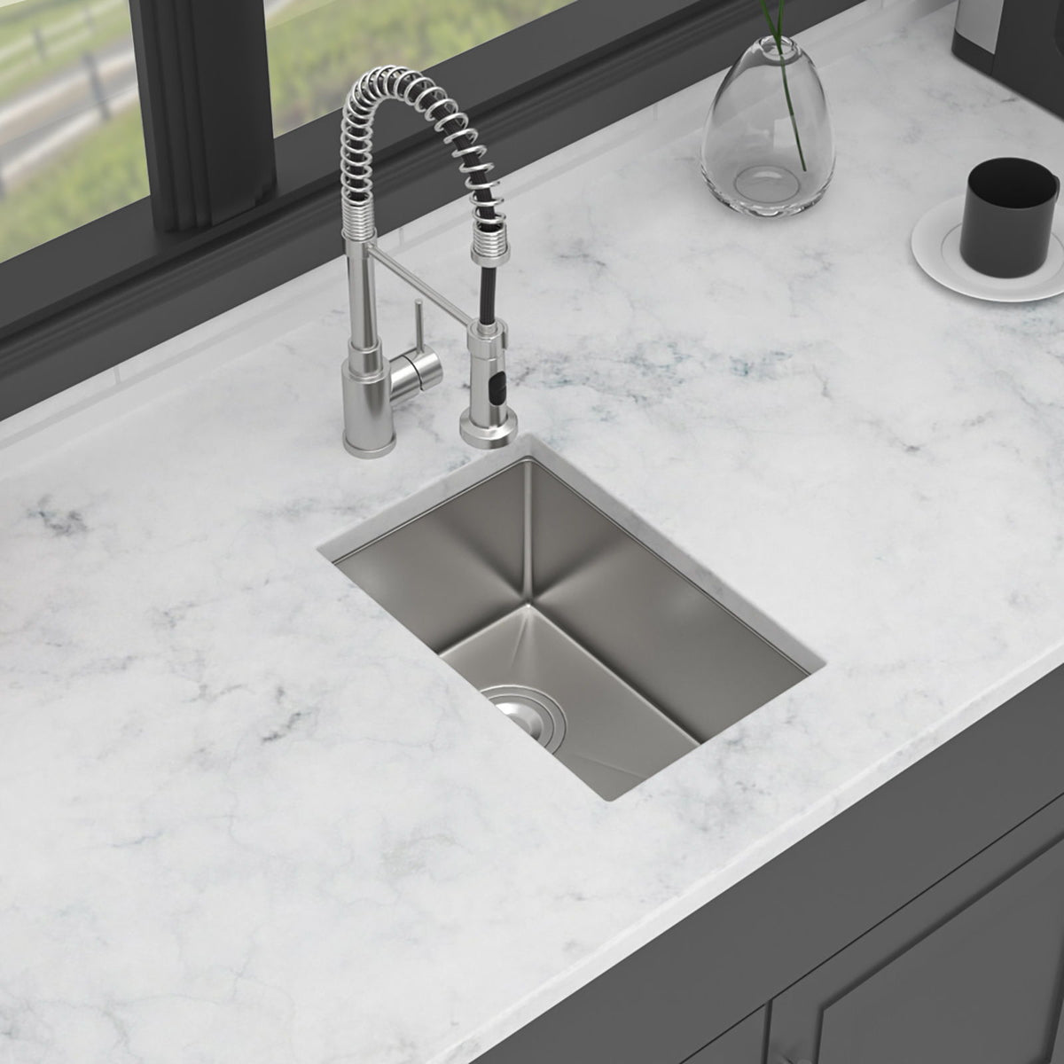 Undermount Steel Kitchen Sink, Deep Single Bowl Basin