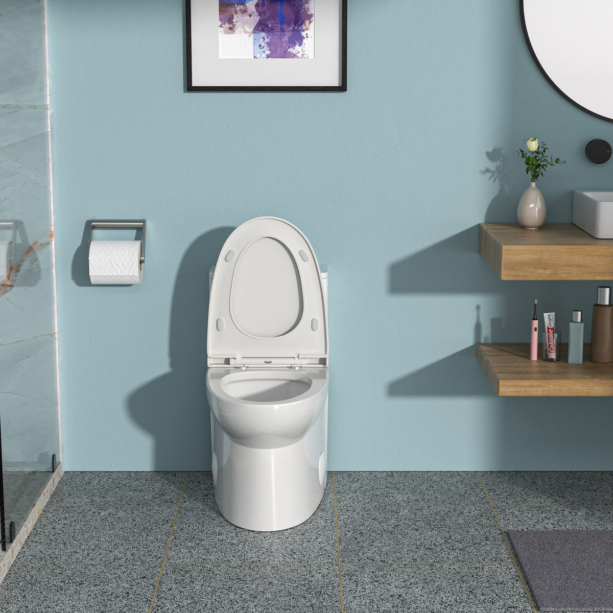 Modern 1 Piece Toilet With Dual Flush And Soft Closing Seat - White