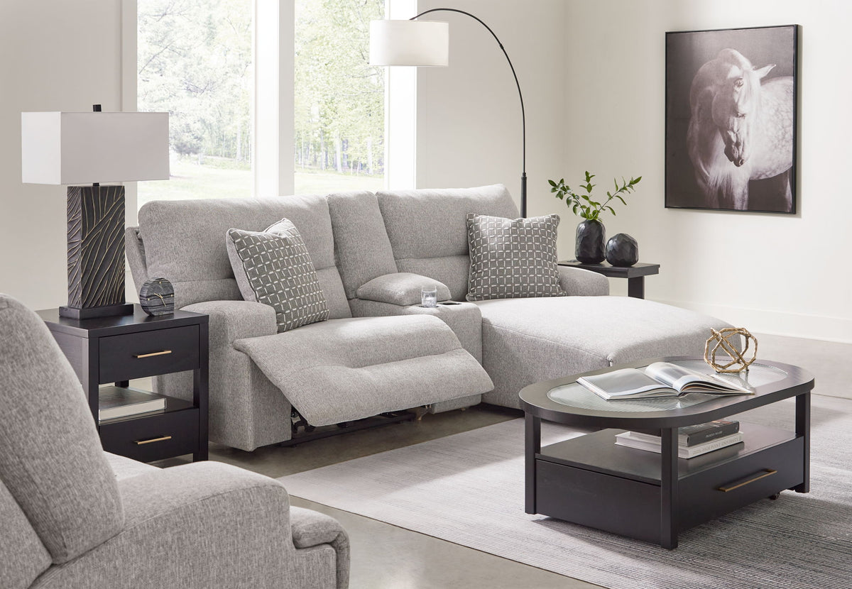 Acklen Place - 2 Pc. - 3-Piece Power Reclining Sectional Sofa With Raf Chaise, Wide Seat Power Recliner - Pewter