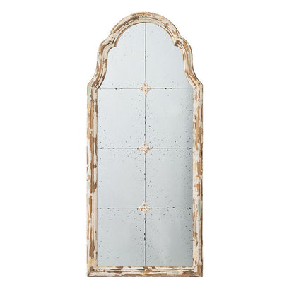 Large & Framed Wall Mirror, Arched Mirror With Decorative Window Look For Living Room - Cream