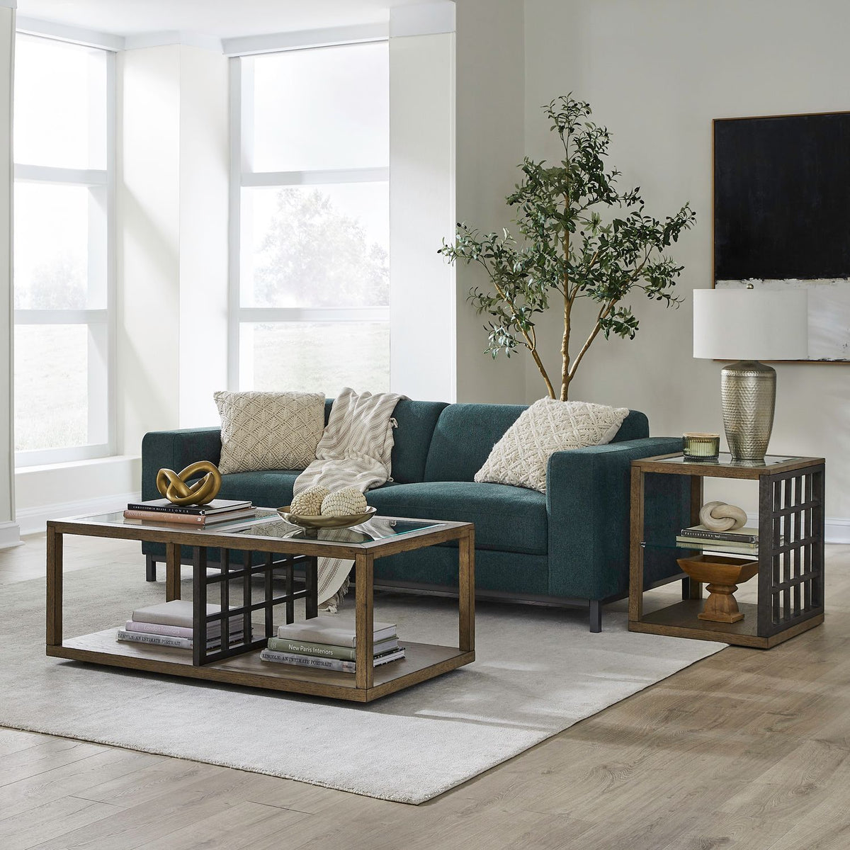 Bayhill Trellis - 3 Piece Set - Honey / Black Metal Accents