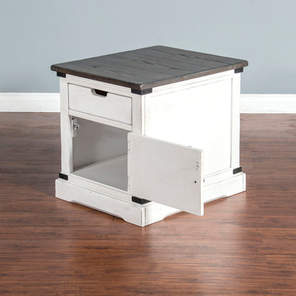 French Country - End Table - White / Dark Brown