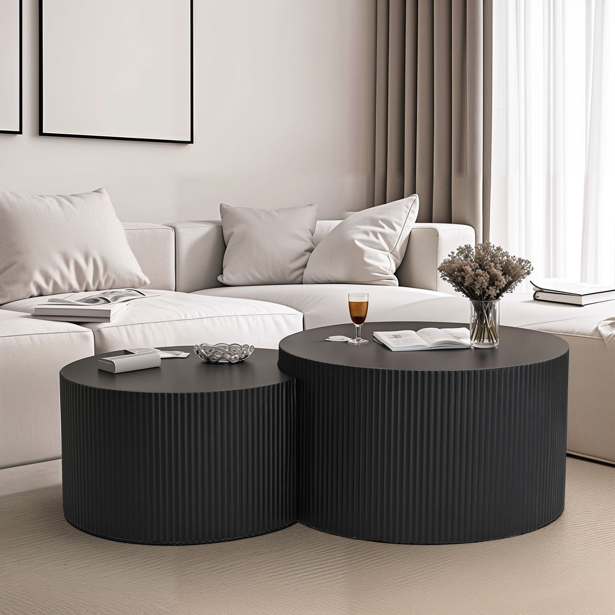 Wave Stripe Nesting Coffee Table (Set of 2)
