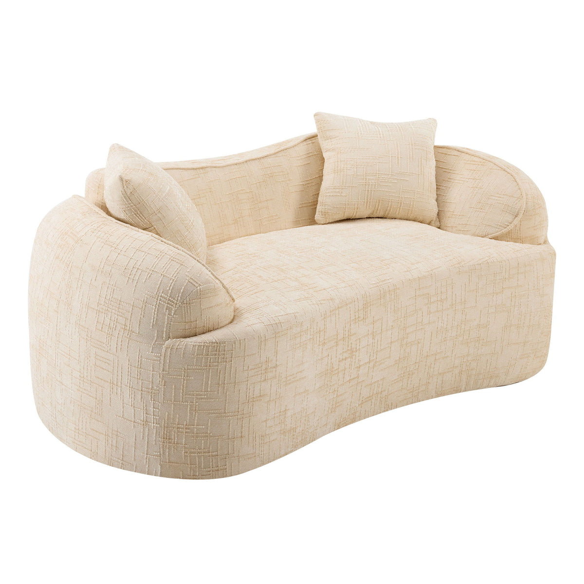 Curved 2 Person Compress Sofa With Armrests, Includes Pillows