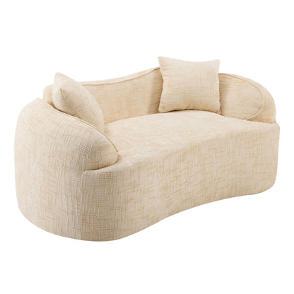 Curved 2 Person Compress Sofa With Armrests, Includes Pillows