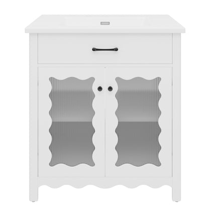 Modern Bathroom Vanity With Tempered Glass Doors