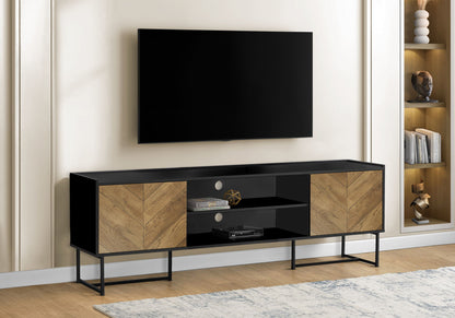 TV Stand, Console, Media Entertainment Center, Storage Cabinet, Modern - Black