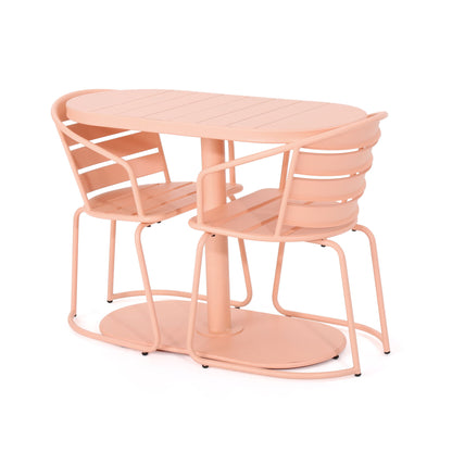 3 Piece Elegant Outdoor Bistro Set With 2 Chairs And Oval Table