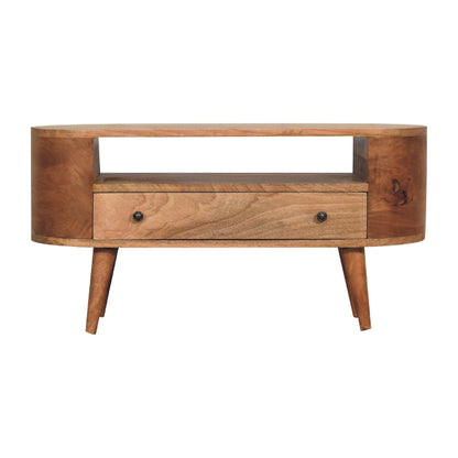 Modern Mini Rounded Entertainment Unit - Oak