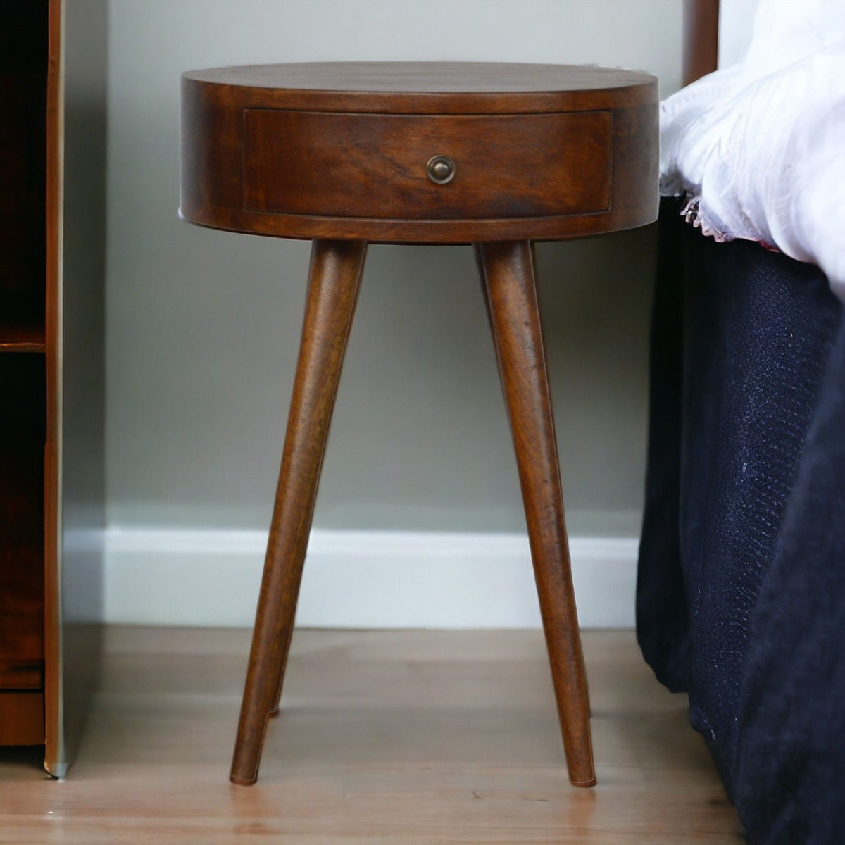 Nordic Chestnut Circular Nightstand