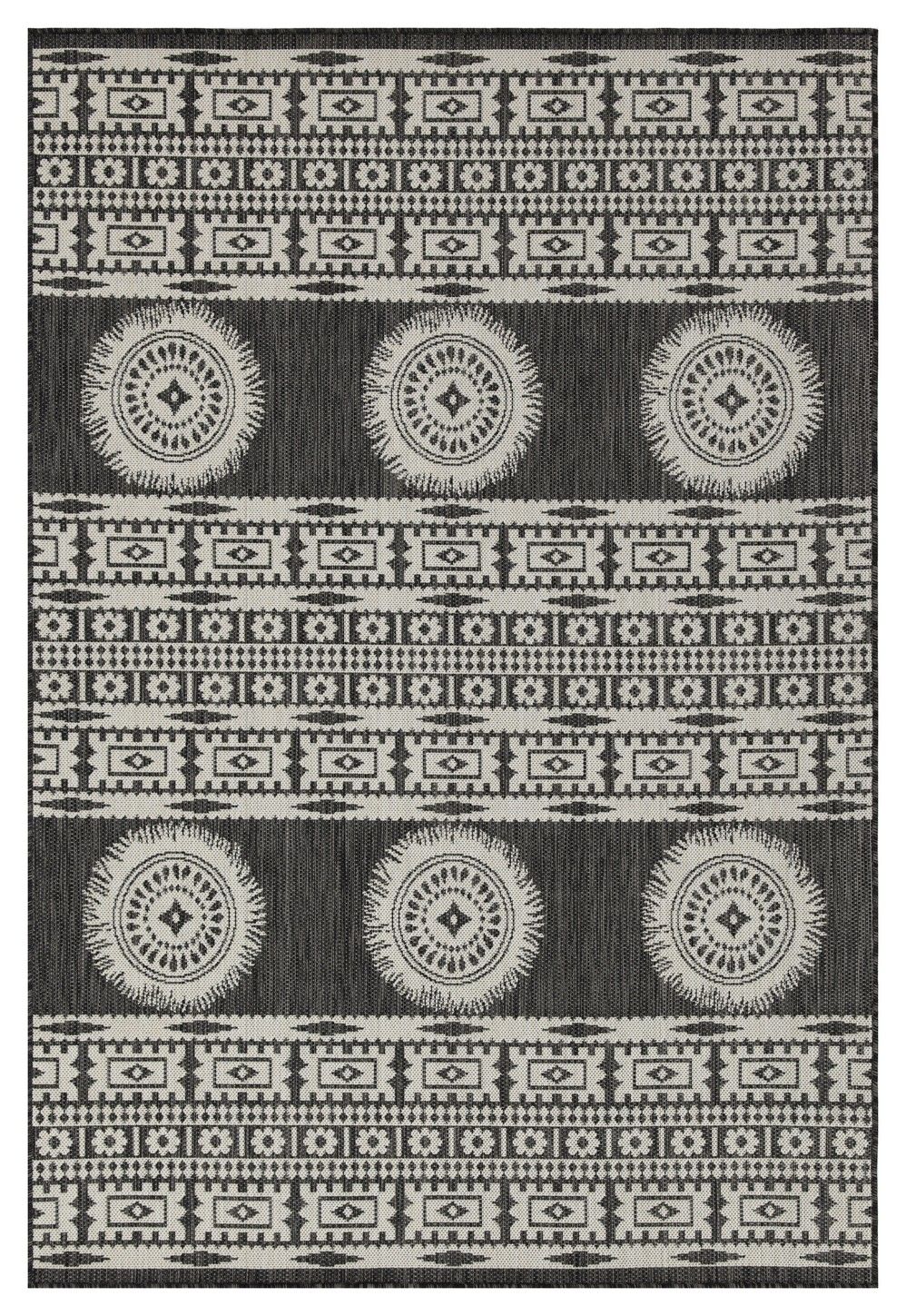 Sunshine - 5'3" X 7'3" Indoor, Outdoor Area Rug Polypropylene - Anthracite / Dark Gray / White