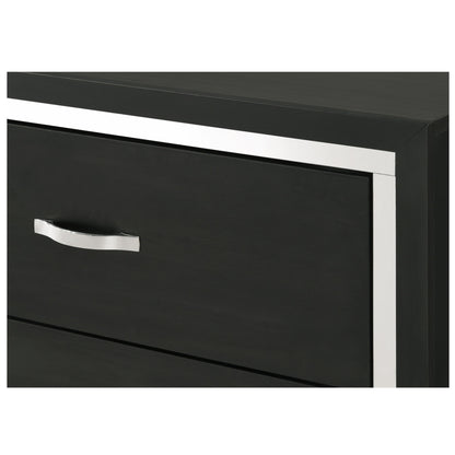 2 Drawer Bedroom Nightstand With Handles - Black