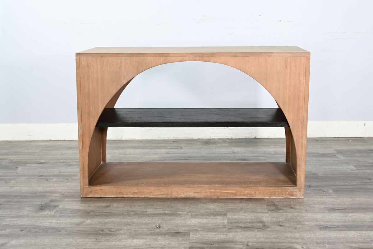 Modern - Wood Sofa Table With Arched Open Shelf Design