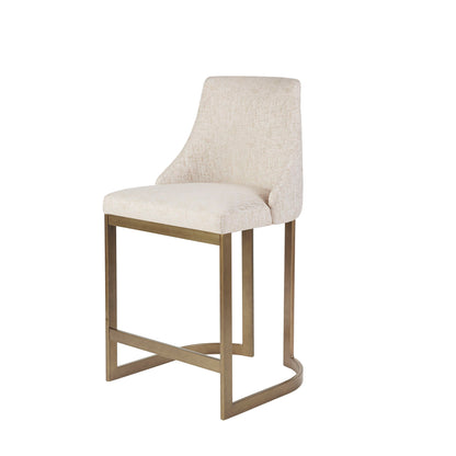 Upholstered Counter Stool With Metal Base - Cream