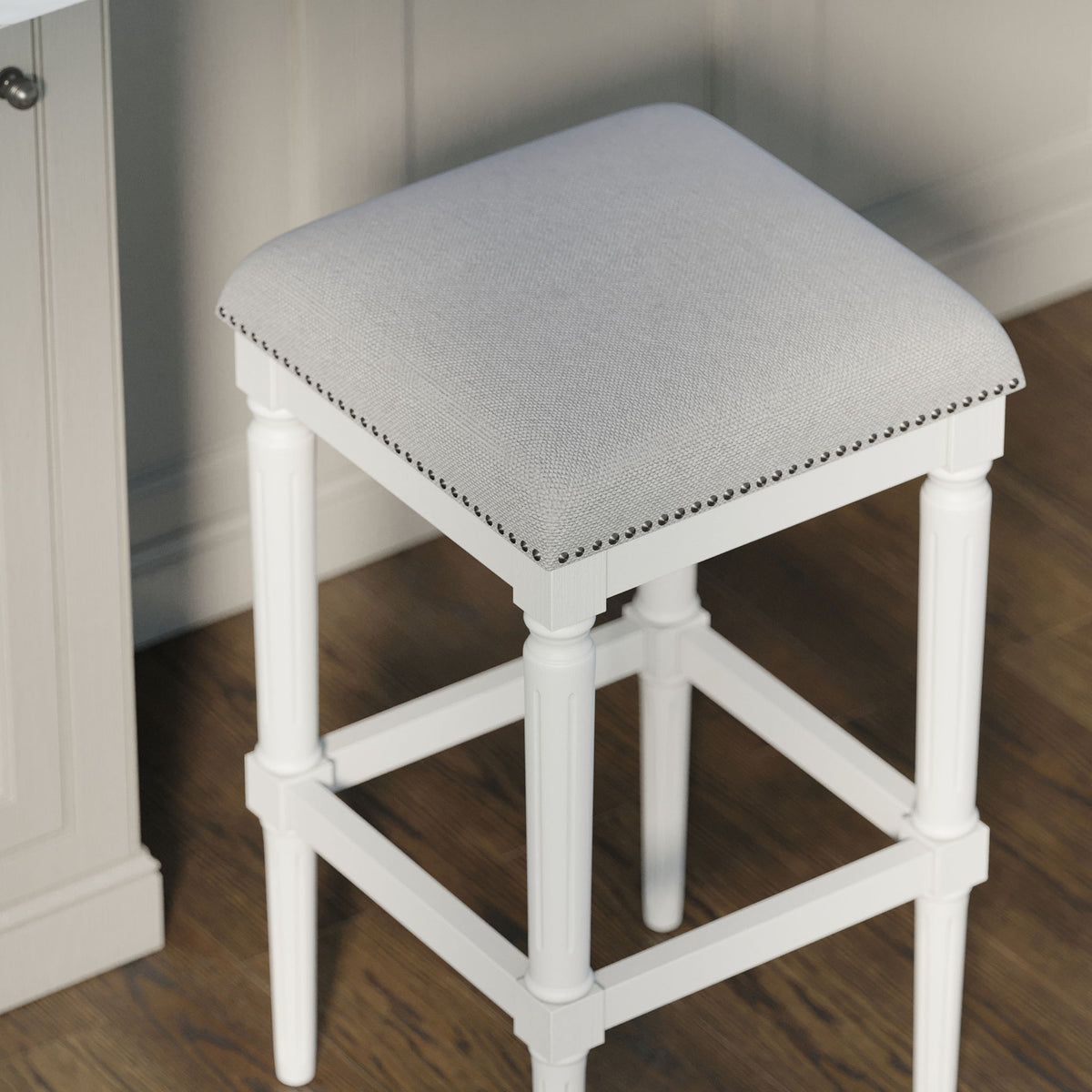 Square Stool With Upholstered Seat