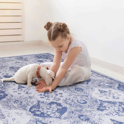 Maval - 3' X 5' Washable Area Rug - Blue