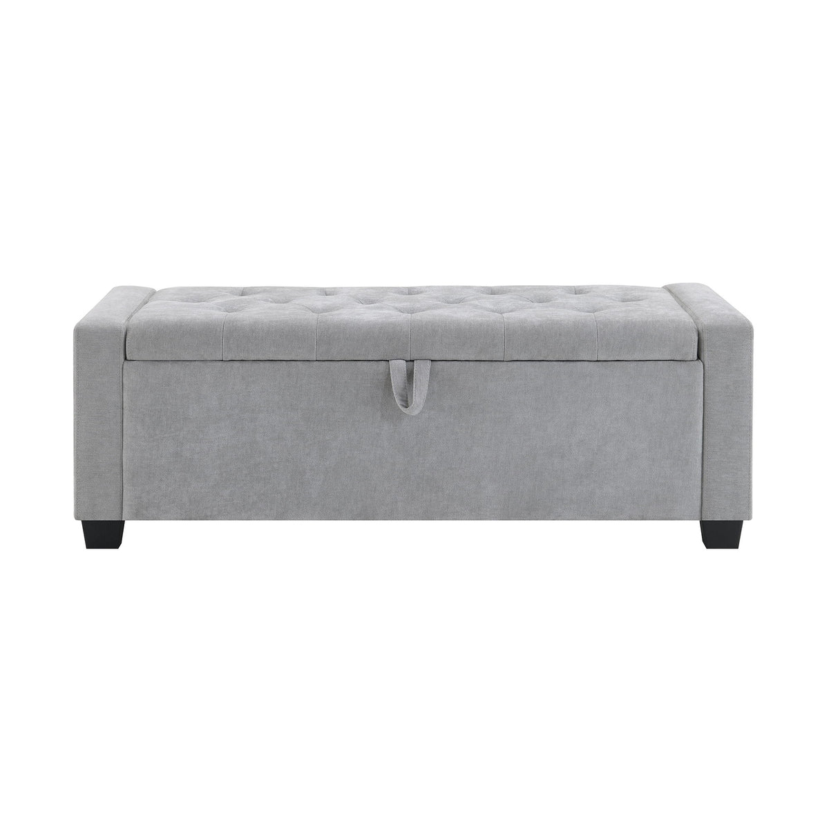 Upholstered Storage Ottoman Bench With Button Tufting And Safety Hinge
