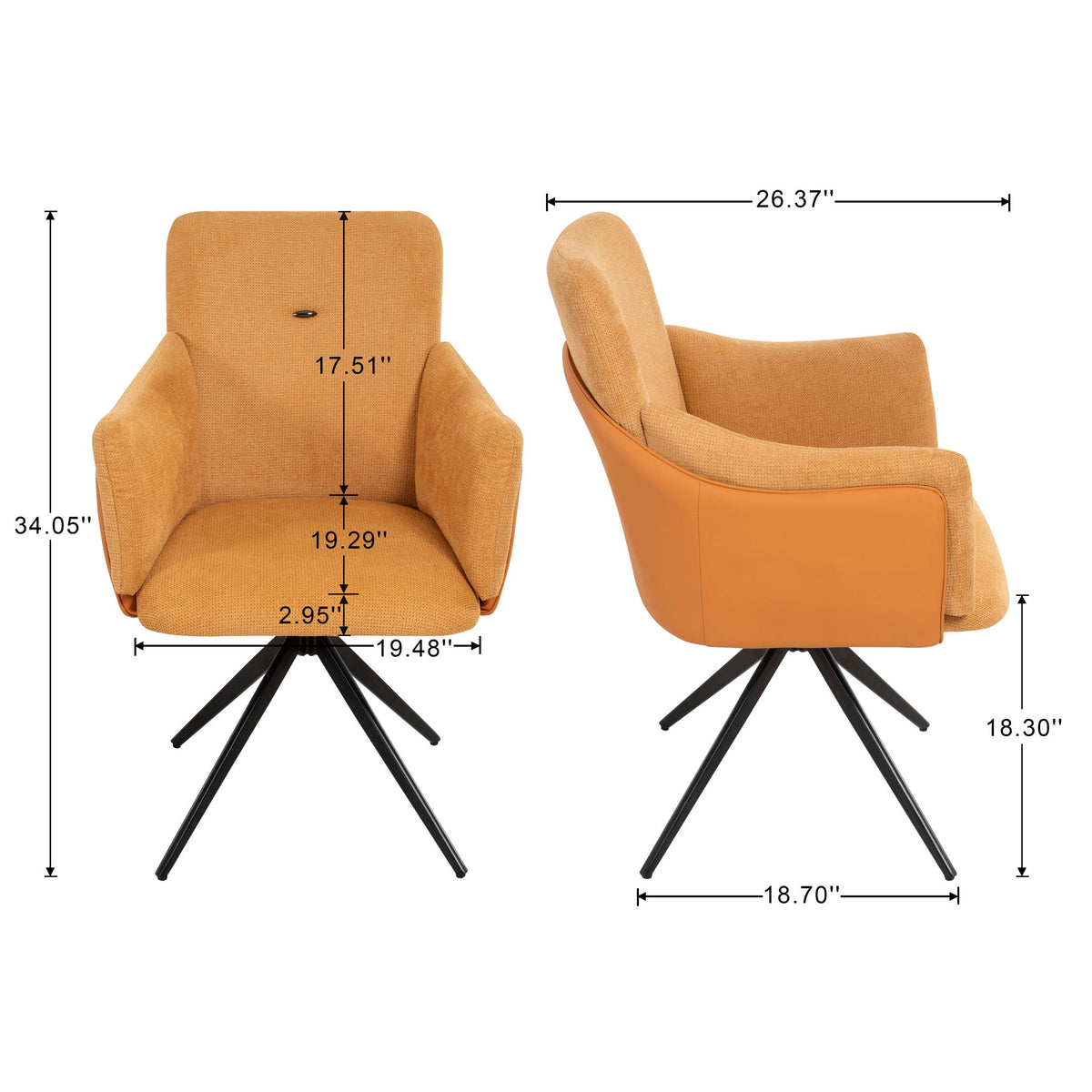 Swivel Home Office Desk Chairs With Arm (Set of 2)