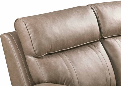 Theon - Manual Reclining Sofa With Drop Down Table - Stokes Toffee