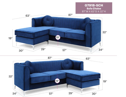 Delray - Micro Suede Sofa Chaise