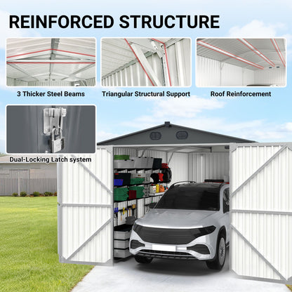 Industrial - 20' x 13' Heavy Duty Metal Garage Shed - Dark Gray