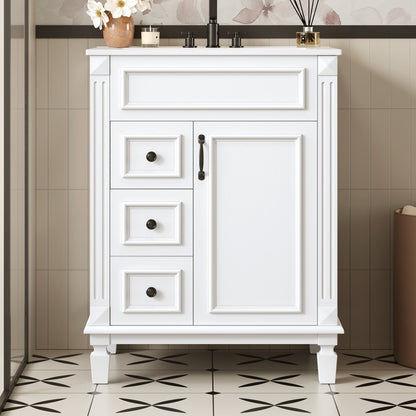 Bathroom Vanity With Sink, Compact Cabinet & 2 Drawers And Adjustable Shelf