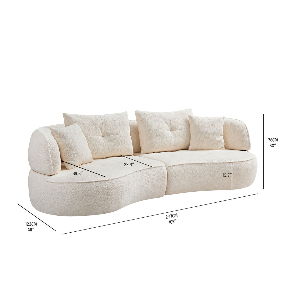 Modular Sofa, Durable Fabric, Solid Wood Frame, High Density Sponge Padding, Seating For 4