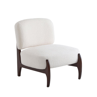 Modern Boucle Lounge Chair With Solid Wood Fram