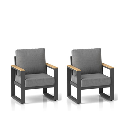 All-Weather Patio Armchairs With Thick Cushions (Set of 2)