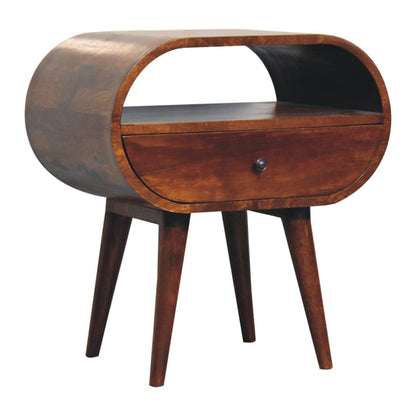Large Chestnut Circular Bedside