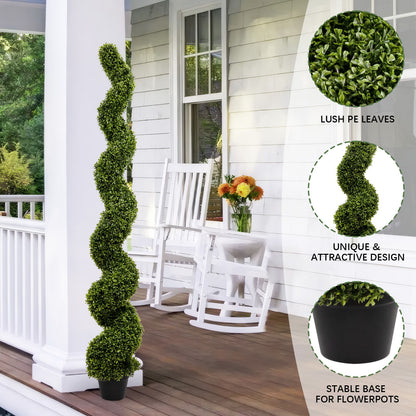 Artificial Outdoor UV Resistant Plastic Boxwood Topiary Spiral Tree
