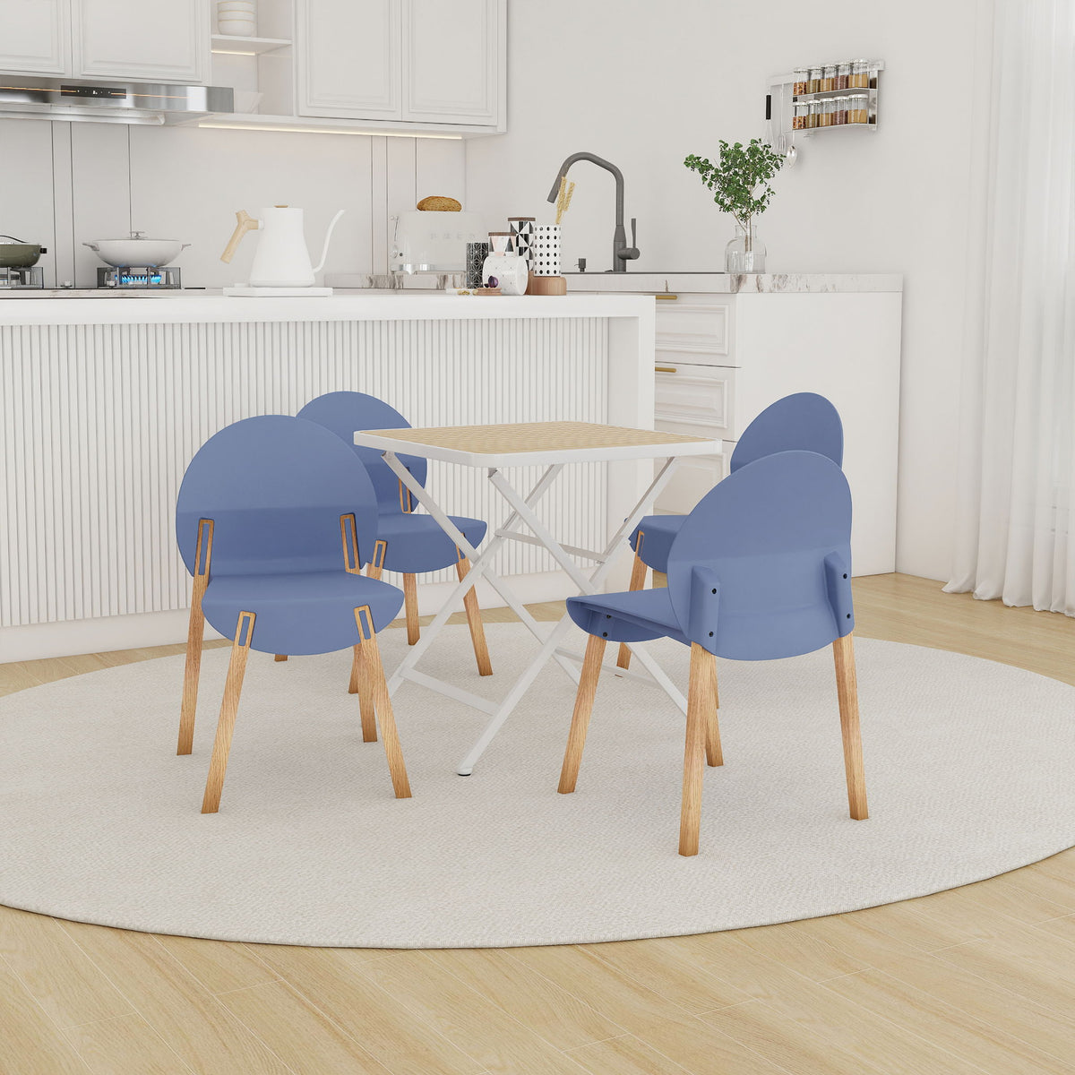 4 Piece Set Of Single Chairs With A Folding Square Table