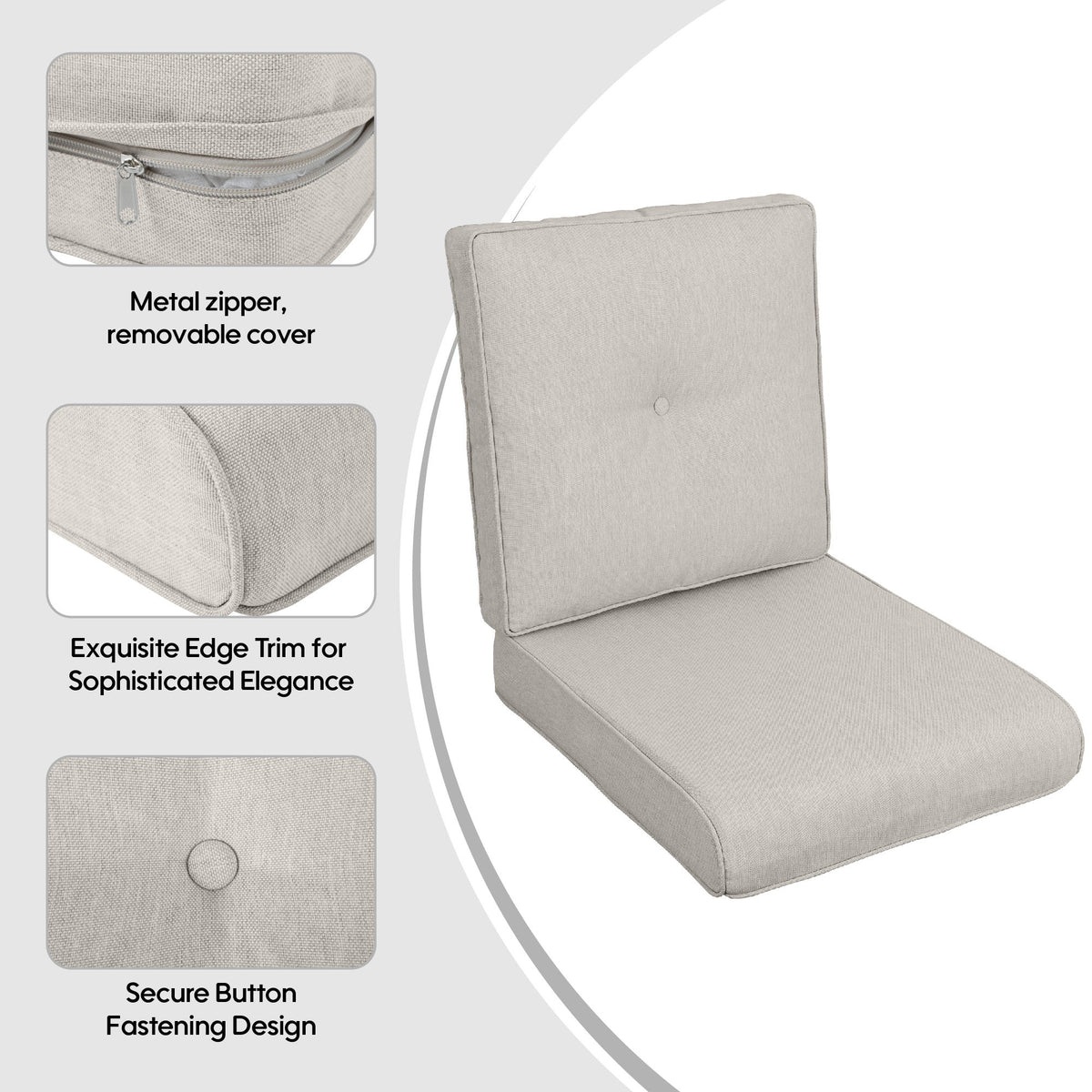 High Back Patio Chair Cushions For Garden (Set of 2)