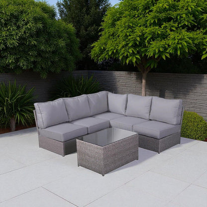 Patio 4 Person Seating Set With Cushions - Gray Mix