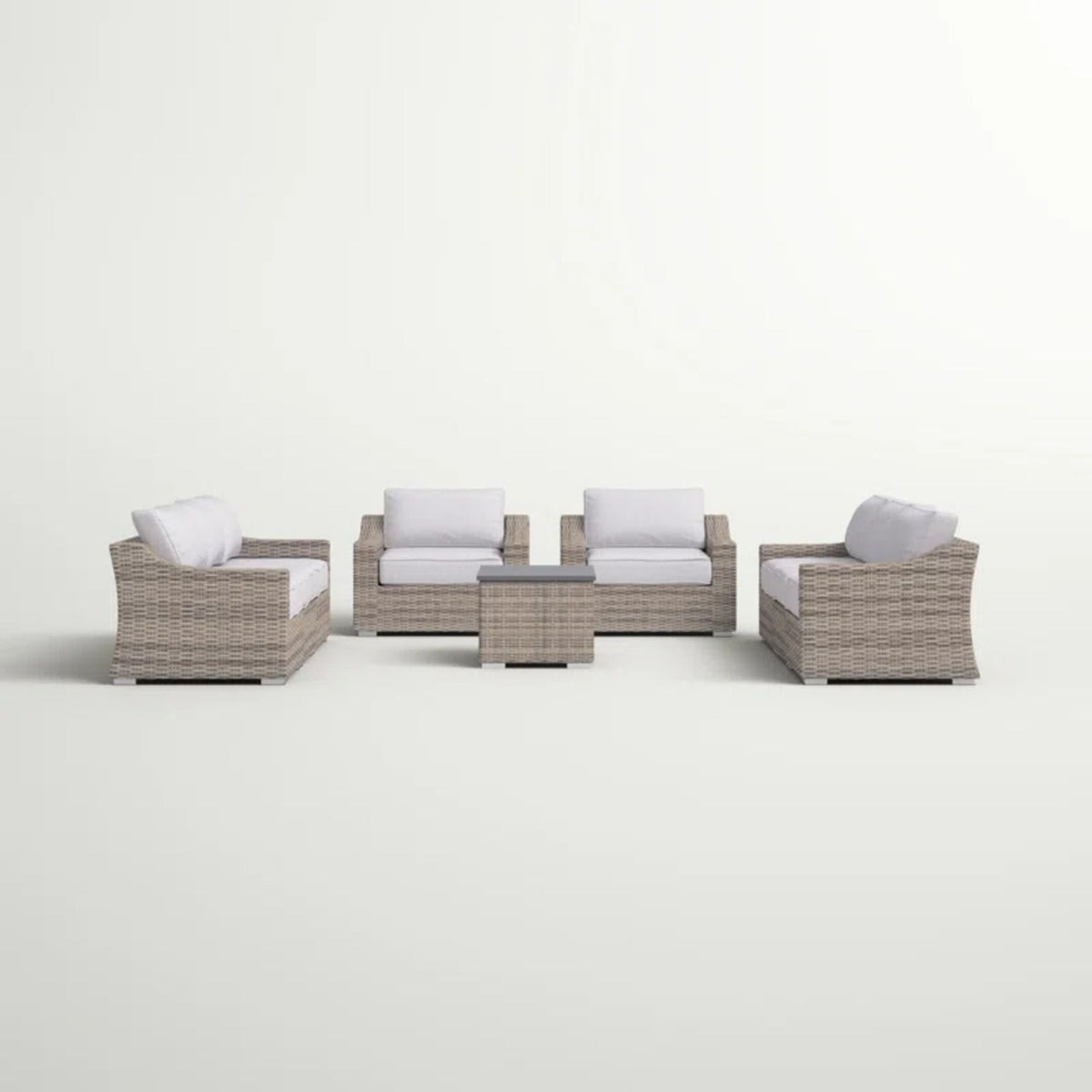 All Weather Wicker 8 Piece Patio Sectional Set With Cushions Modular Design - Gray Mix