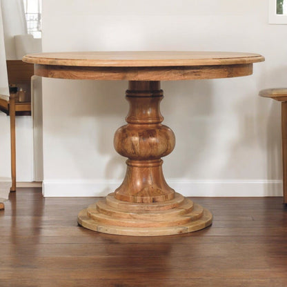 Round Turned Dining Table - Oak