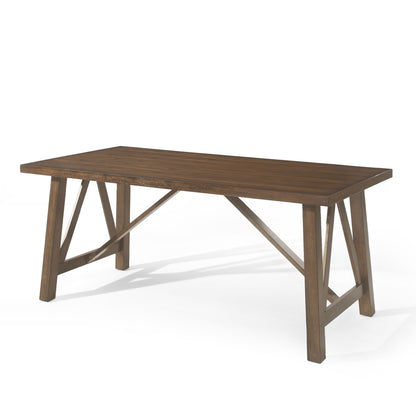 Farmhouse Style Dining Table With Wood Like Top