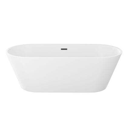 Gloss Freestanding Bathtub With Overflow & Pop Up Drain, Stand Alone Soaking Tub