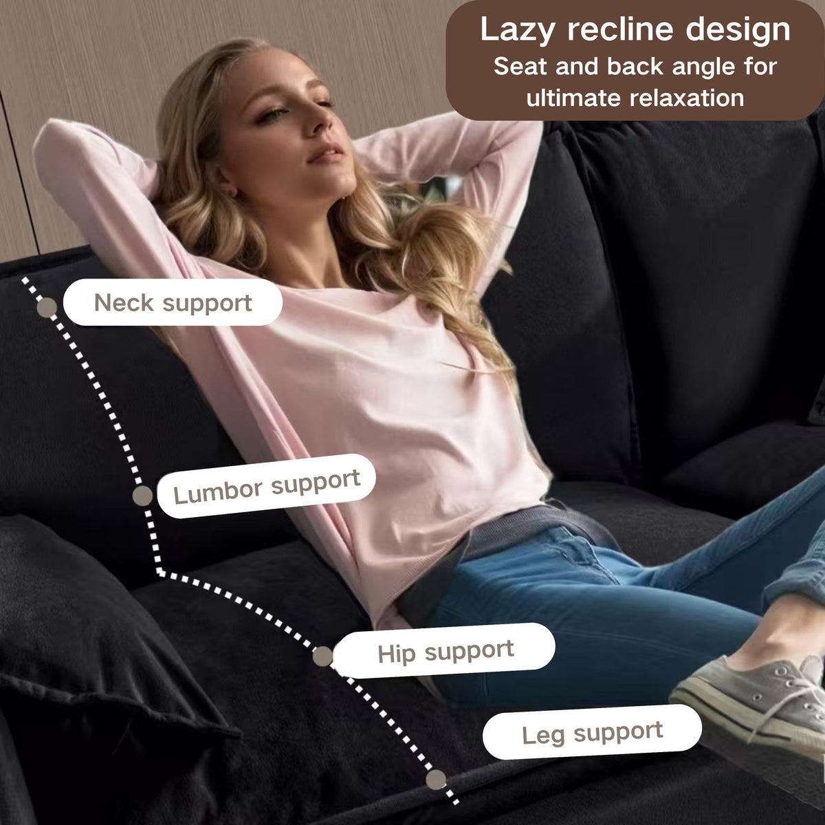 Oversized Recliner Chair With Movable Ottoman, Soft Chenille Upholstered Indoor Lounge Chair - Black