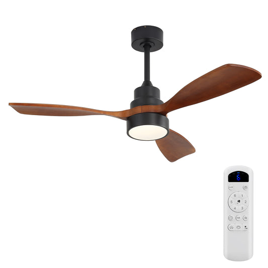 48" Ceiling Fan With Light, Dual Mount (Flush / Downrod), Dimmable LED, Quiet DC Motor, 3 Blades