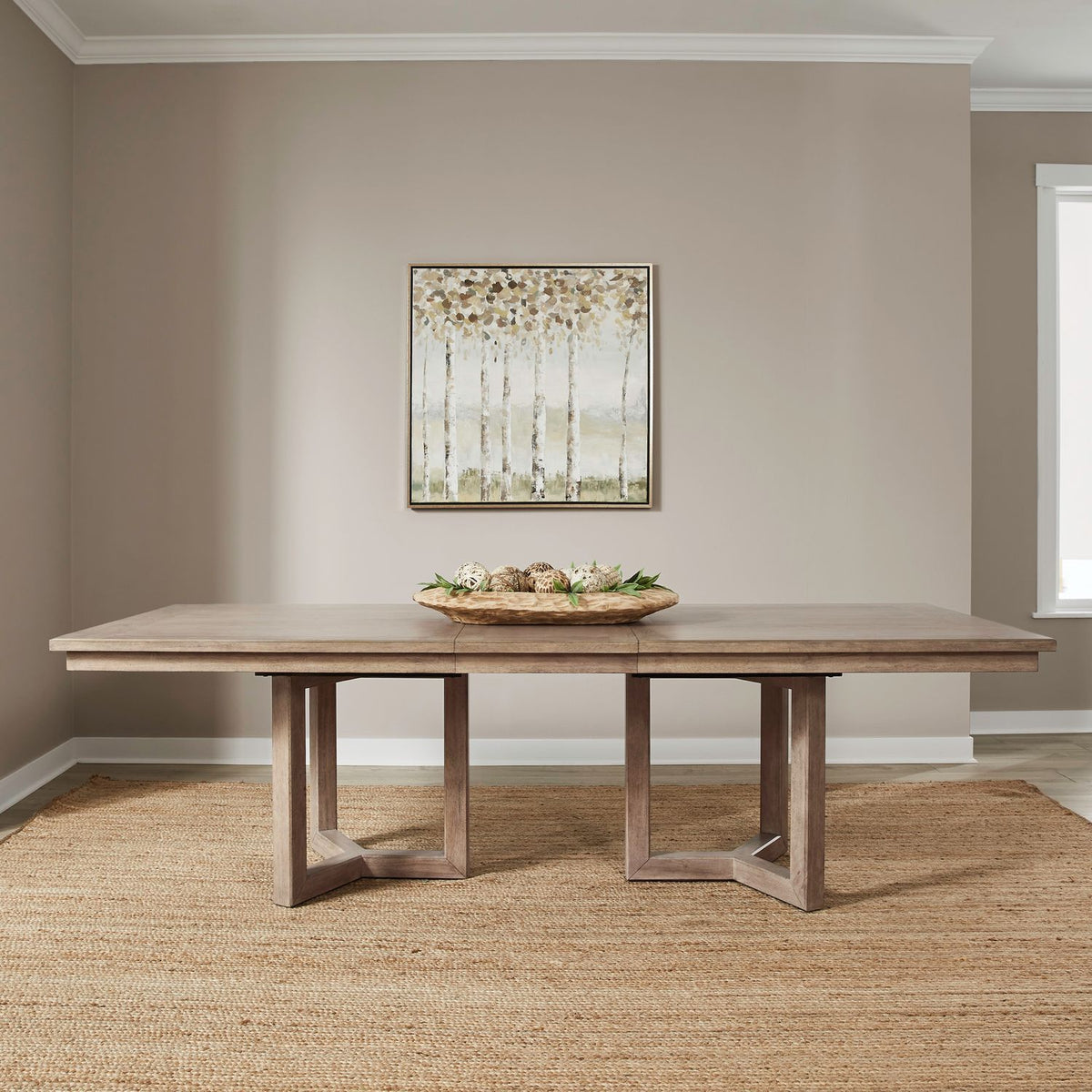 Proximity Place - Double Pedestal Table - Barley Buff