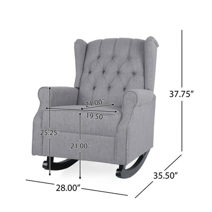 Sheila - Contemporary Fabric Tufted Wingback Rocking Chair - Gray
