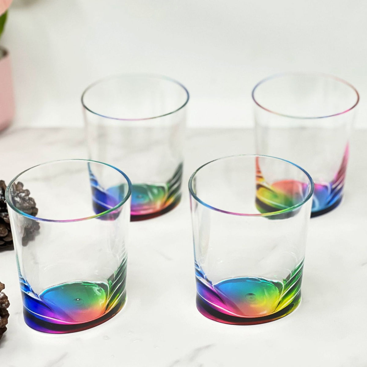 Halo - Oval Acrylic Glasses Drinking (Set of 4) Dof, Bpa Free Plastic Tumblers (12Oz) - Clear