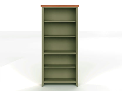 72" High 5 Shelf Bookcase - Sage Green And Fruitwood